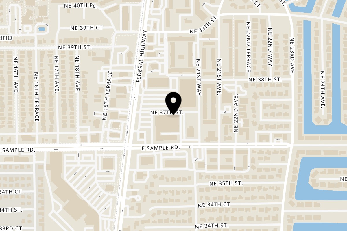 Map showing the location of Brooklyn Pizza on 3650 N Federal Hwy in Lighthouse Point